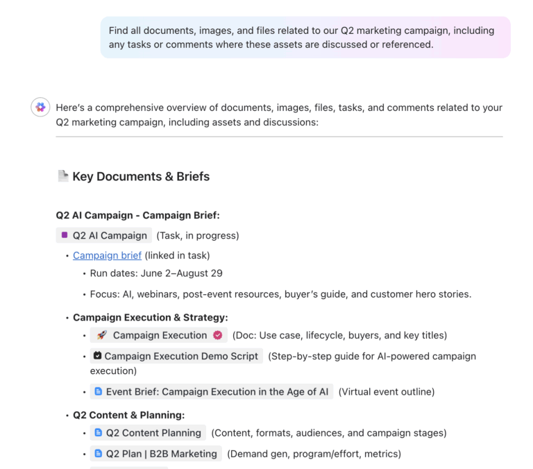 ClickUp Brain for digital asset management